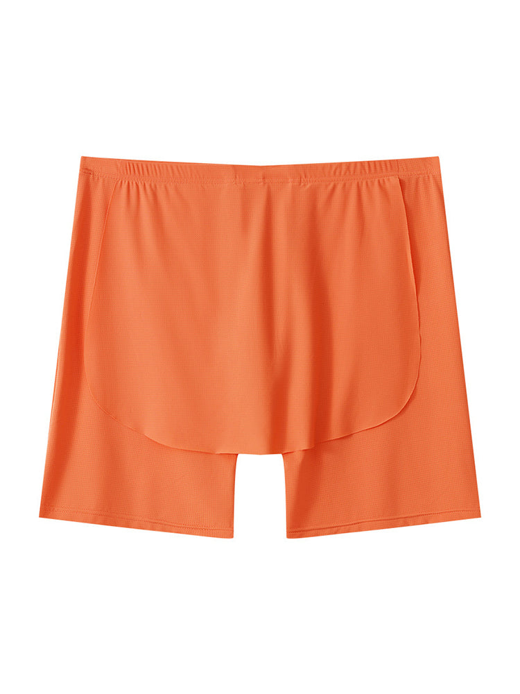 Men's Ice Silk Raised Opening Culottes Mesh Plus Length Boxer Briefs | dmunderwear detail image 17