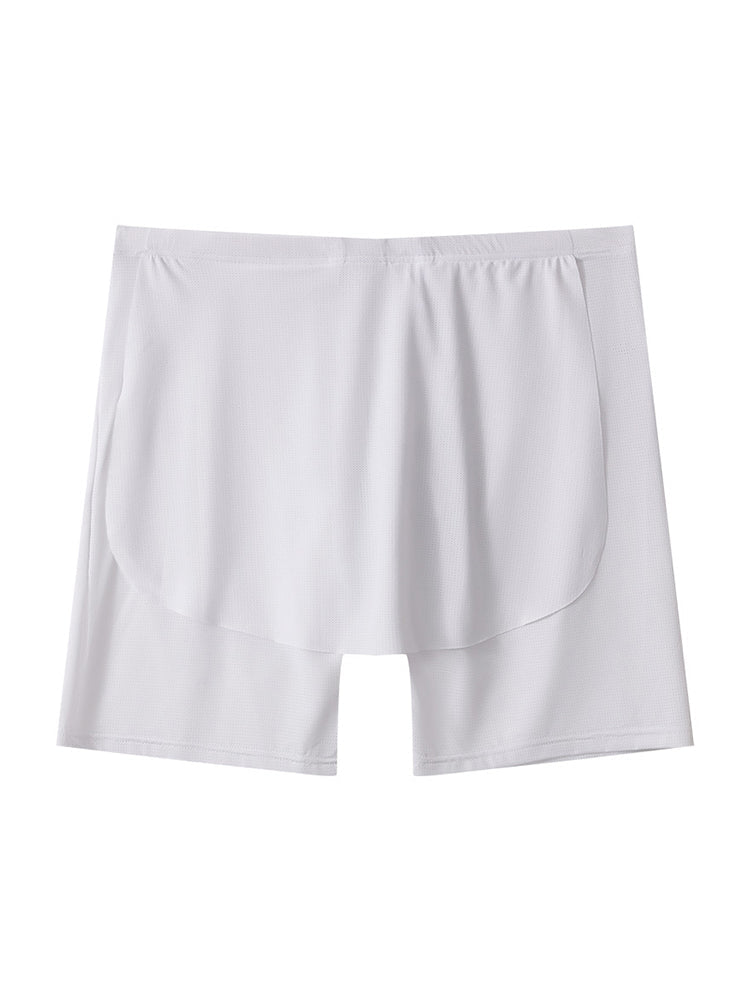 Men's Ice Silk Raised Opening Culottes Mesh Plus Length Boxer Briefs | dmunderwear detail image 2
