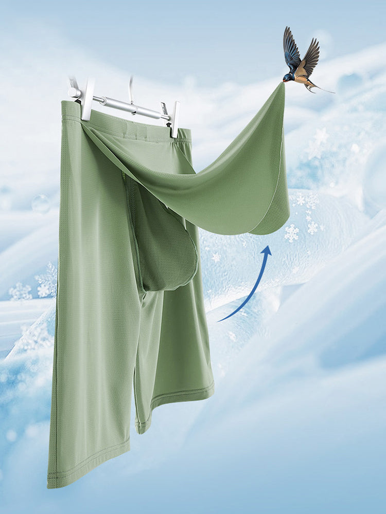 Men's Ice Silk Raised Opening Culottes Mesh Plus Length Boxer Briefs | dmunderwear detail image 3