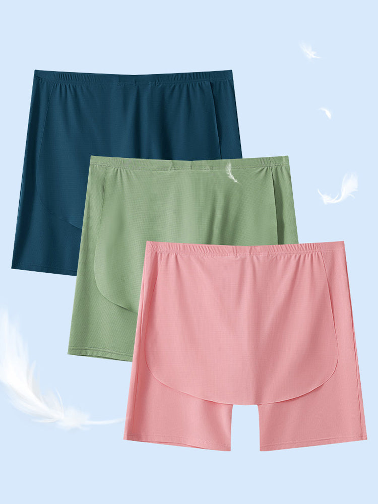 Men's Ice Silk Raised Opening Culottes Mesh Plus Length Boxer Briefs | dmunderwear detail image 6