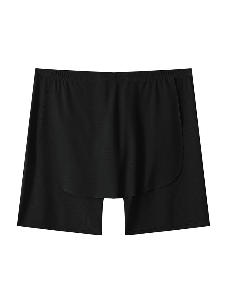 Men's Ice Silk Raised Opening Culottes Mesh Plus Length Boxer Briefs | dmunderwear detail image 7