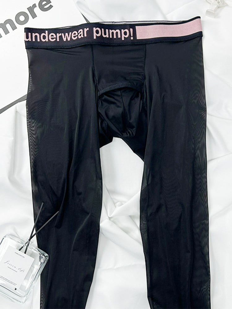 Men's Ice Silk Semi-Transparent Sexy Fitness Pants | dmunderwear detail image 17