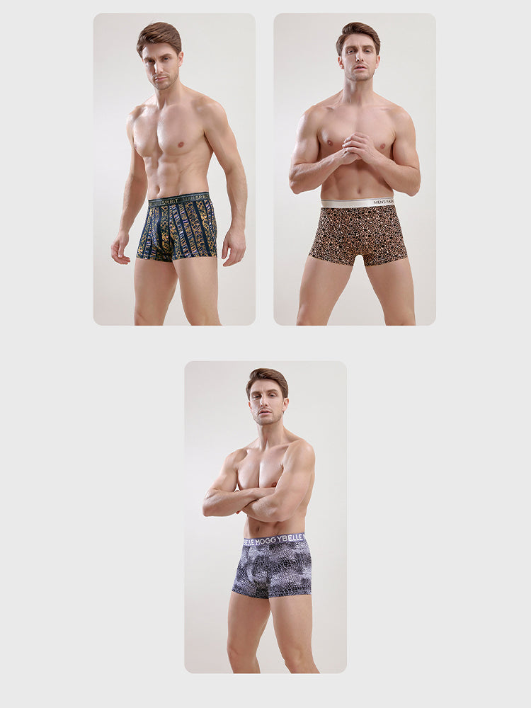 Men's Ice Silk Sexy Breathable Printed Boxers Briefs | dmunderwear detail image 10