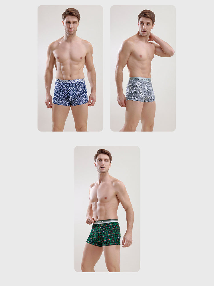 Men's Ice Silk Sexy Breathable Printed Boxers Briefs | dmunderwear detail image 11