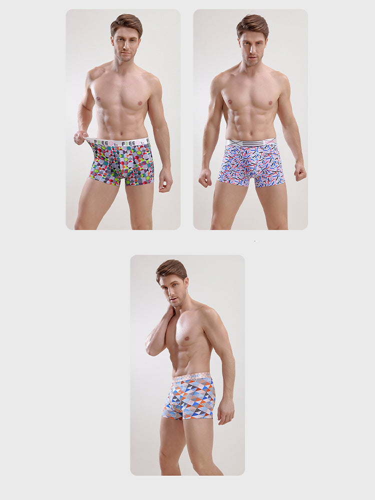 Men's Ice Silk Sexy Breathable Printed Boxers Briefs | dmunderwear detail image 13