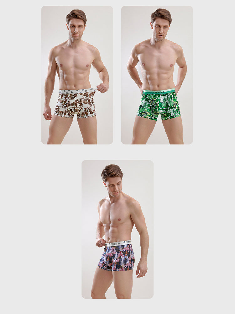 Men's Ice Silk Sexy Breathable Printed Boxers Briefs | dmunderwear detail image 14