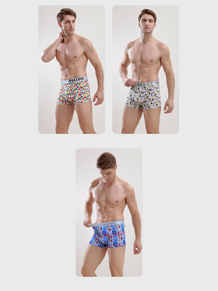 Men's Ice Silk Sexy Breathable Printed Boxers Briefs | dmunderwear detail image 15