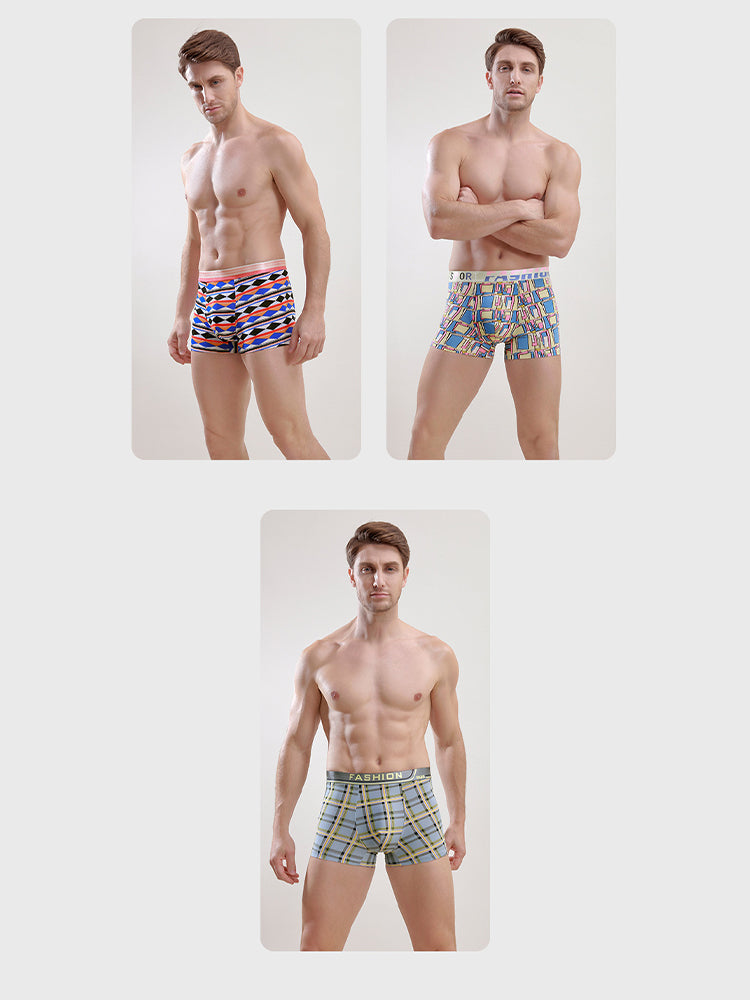 Men's Ice Silk Sexy Breathable Printed Boxers Briefs | dmunderwear detail image 16