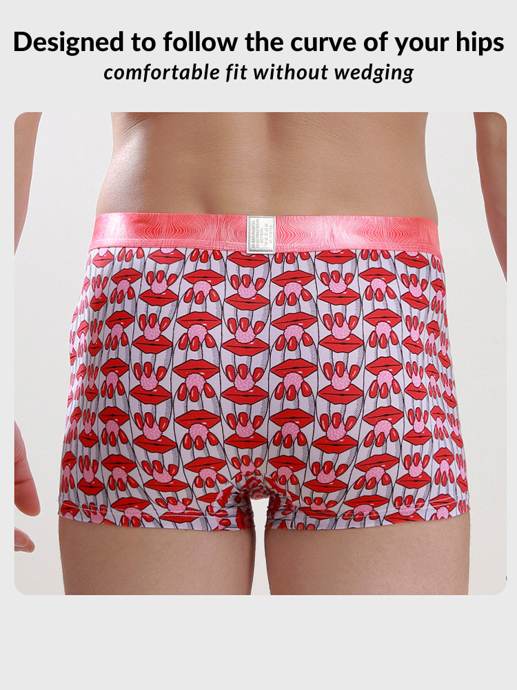 Men's Ice Silk Sexy Breathable Printed Boxers Briefs | dmunderwear detail image 5
