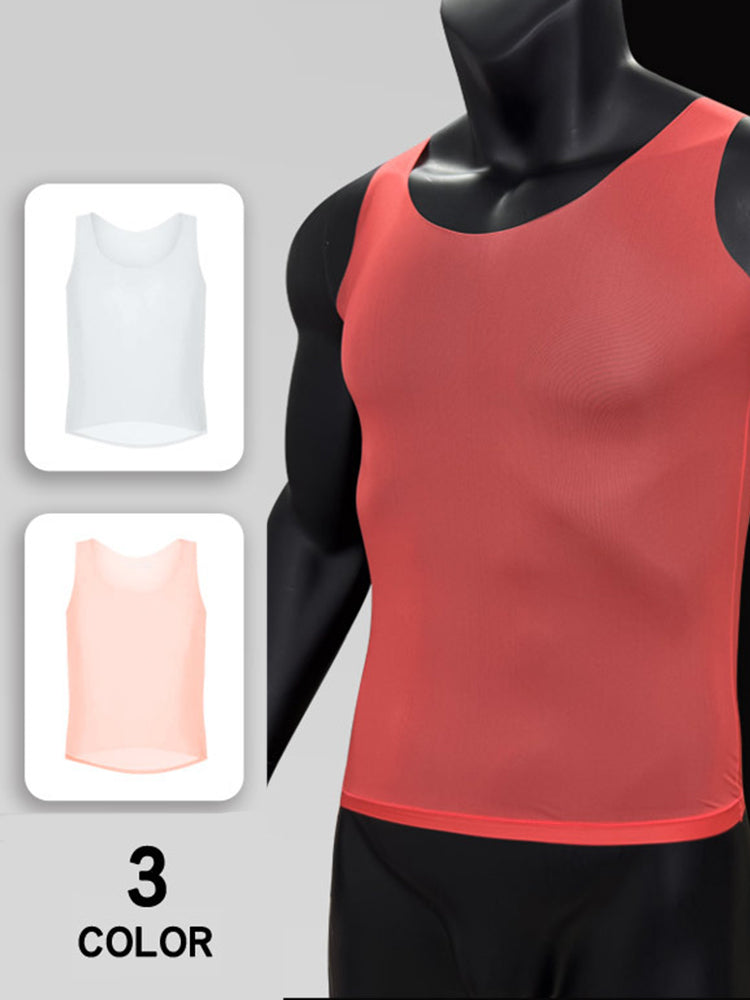 Men's Ice Silk Sporty Cut Quick-Dry Lightweight Cooling Activewear Tops | dmunderwear