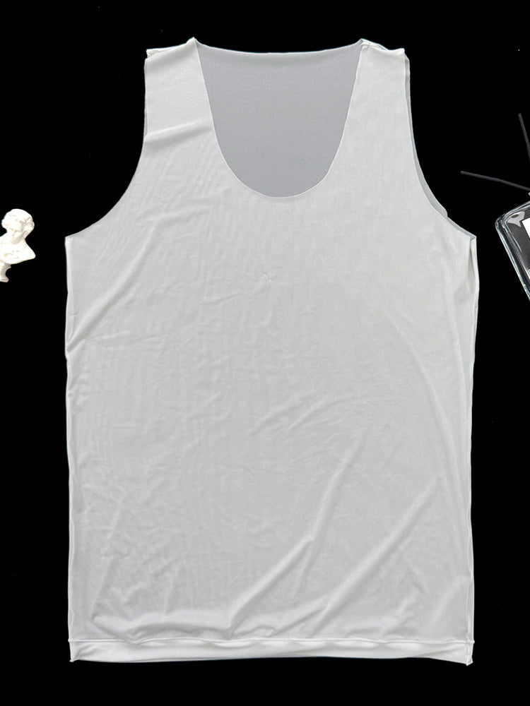Men's Ice Silk Sporty Cut Quick-Dry Lightweight Cooling Activewear Tops | dmunderwear detail image 15