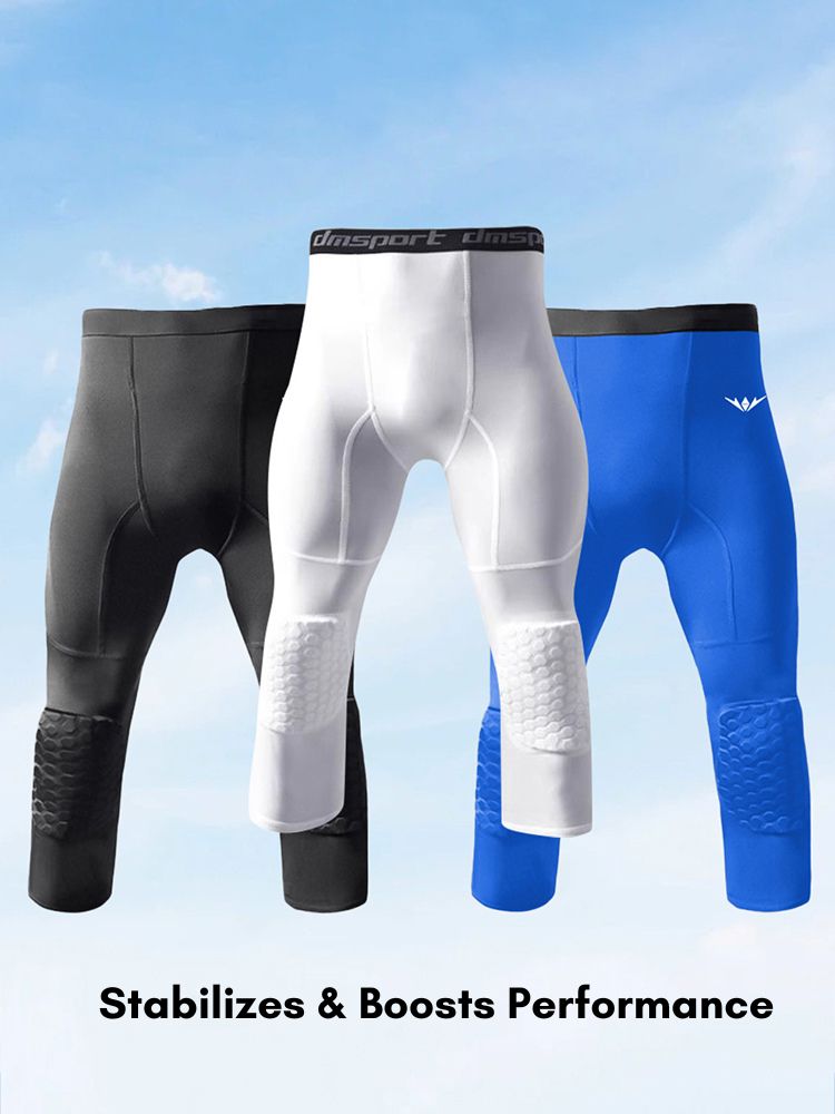 Men's Knee Protection Running & Sports Compression Activewear Tights | dmunderwear detail image 5