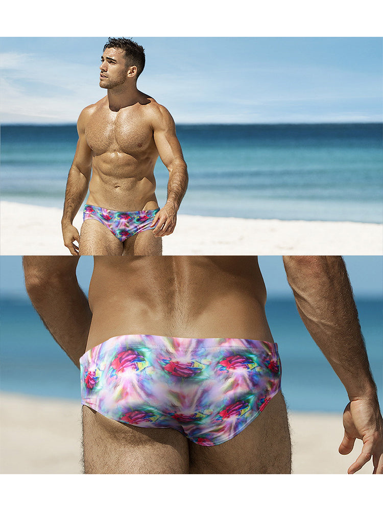 Men's Lightweight Low-Rise Bold Prints Swim Briefs & Trunks | dmunderwear detail image 19