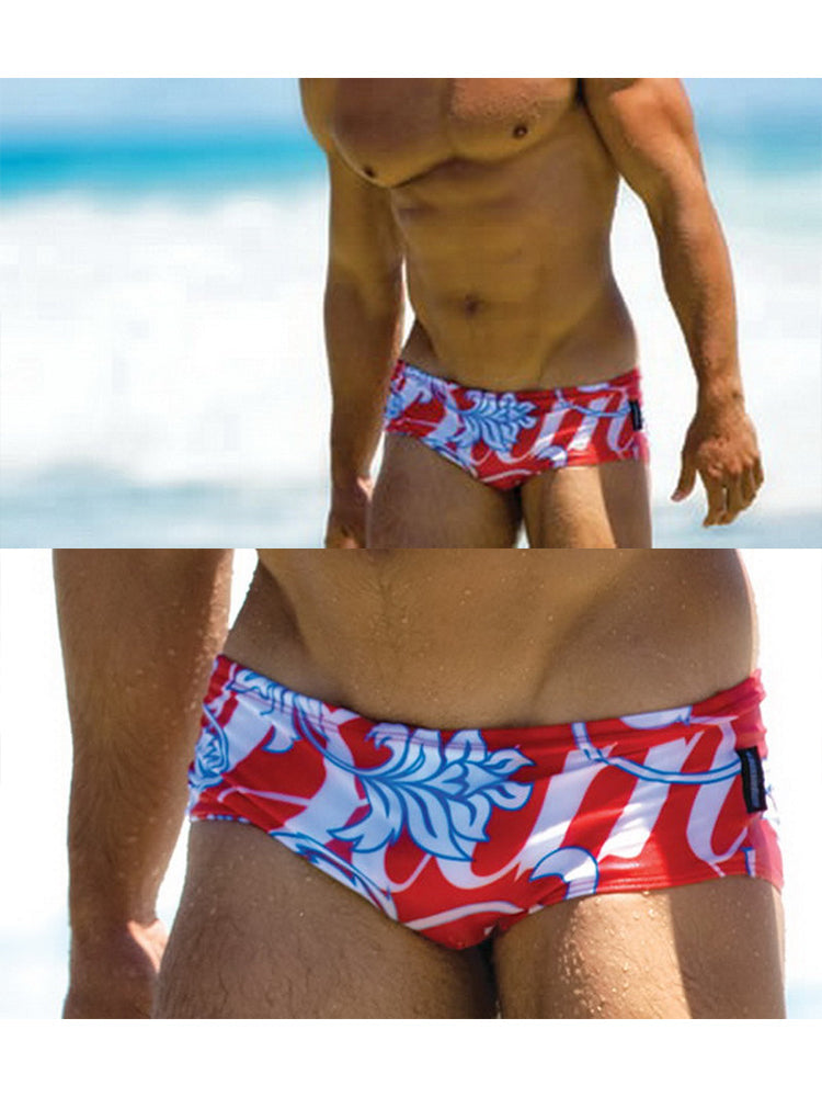 Men's Lightweight Low-Rise Bold Prints Swim Briefs & Trunks | dmunderwear detail image 6