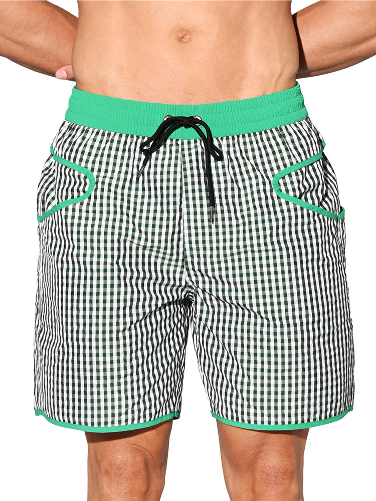 Men's Lightweight Moisture-Wicking Checkered Board Shorts | dmunderwear detail image 14