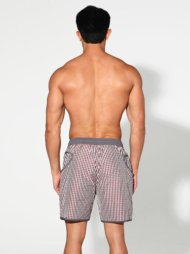 Men's Lightweight Moisture-Wicking Checkered Board Shorts | dmunderwear detail image 17
