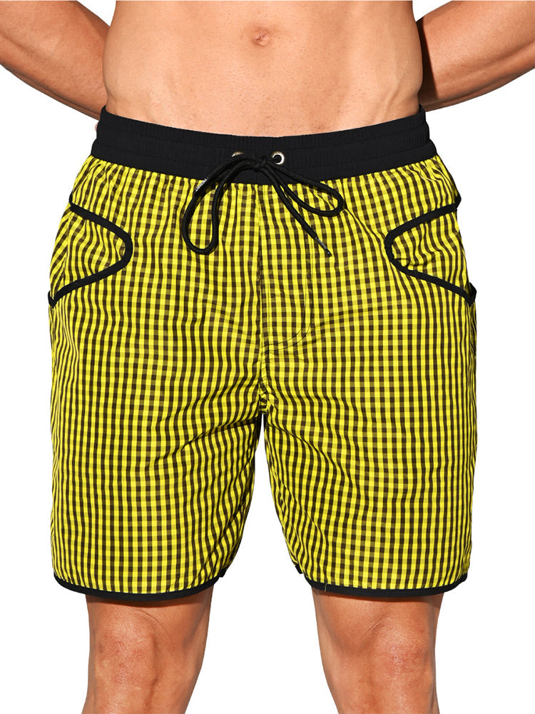 Men's Lightweight Moisture-Wicking Checkered Board Shorts | dmunderwear detail image 18
