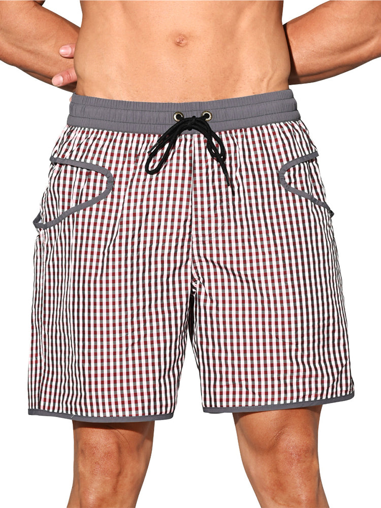 Men's Lightweight Moisture-Wicking Checkered Board Shorts | dmunderwear detail image 2