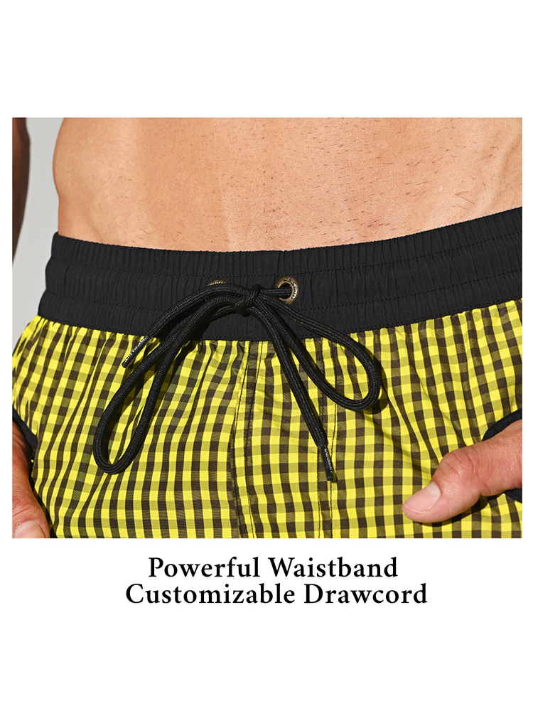 Men's Lightweight Moisture-Wicking Checkered Board Shorts | dmunderwear detail image 4