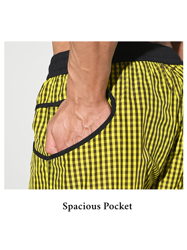 Men's Lightweight Moisture-Wicking Checkered Board Shorts | dmunderwear detail image 5
