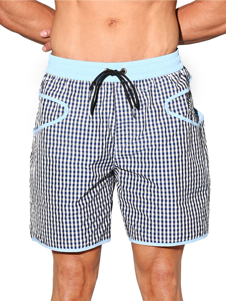 Men's Lightweight Moisture-Wicking Checkered Board Shorts | dmunderwear detail image 8