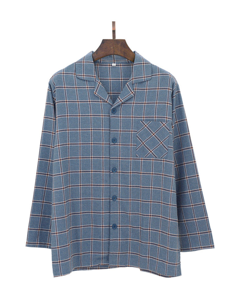 Men's Long Sleeve Woven Brushed Cotton Pajama Set | dmunderwear detail image 7