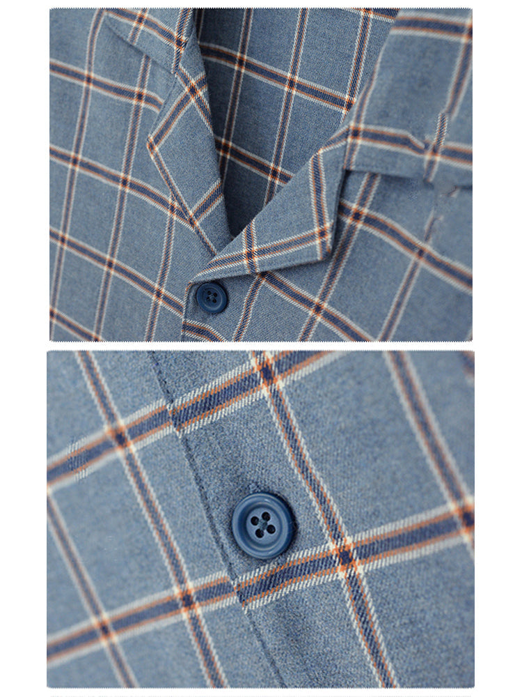 Men's Long Sleeve Woven Brushed Cotton Pajama Set | dmunderwear detail image 8