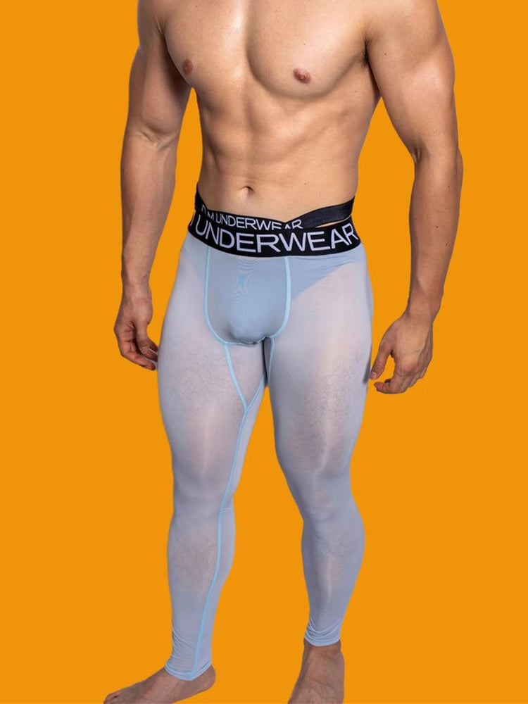 Men's Low-Rise Breathable Silk-Like Semi-Transparent Tights | dmunderwear detail image 10