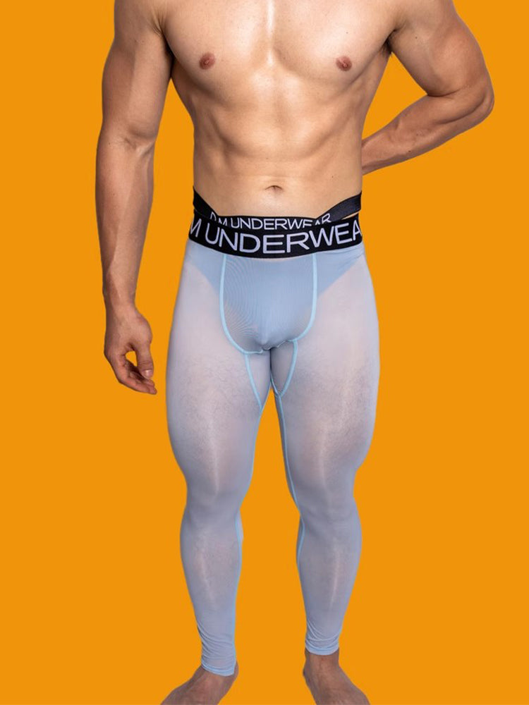 Men's Low-Rise Breathable Silk-Like Semi-Transparent Tights | dmunderwear detail image 11