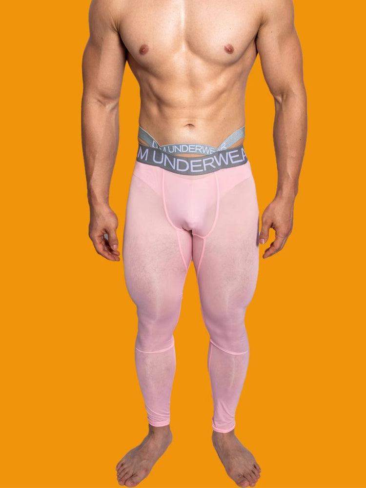 Men's Low-Rise Breathable Silk-Like Semi-Transparent Tights | dmunderwear detail image 13