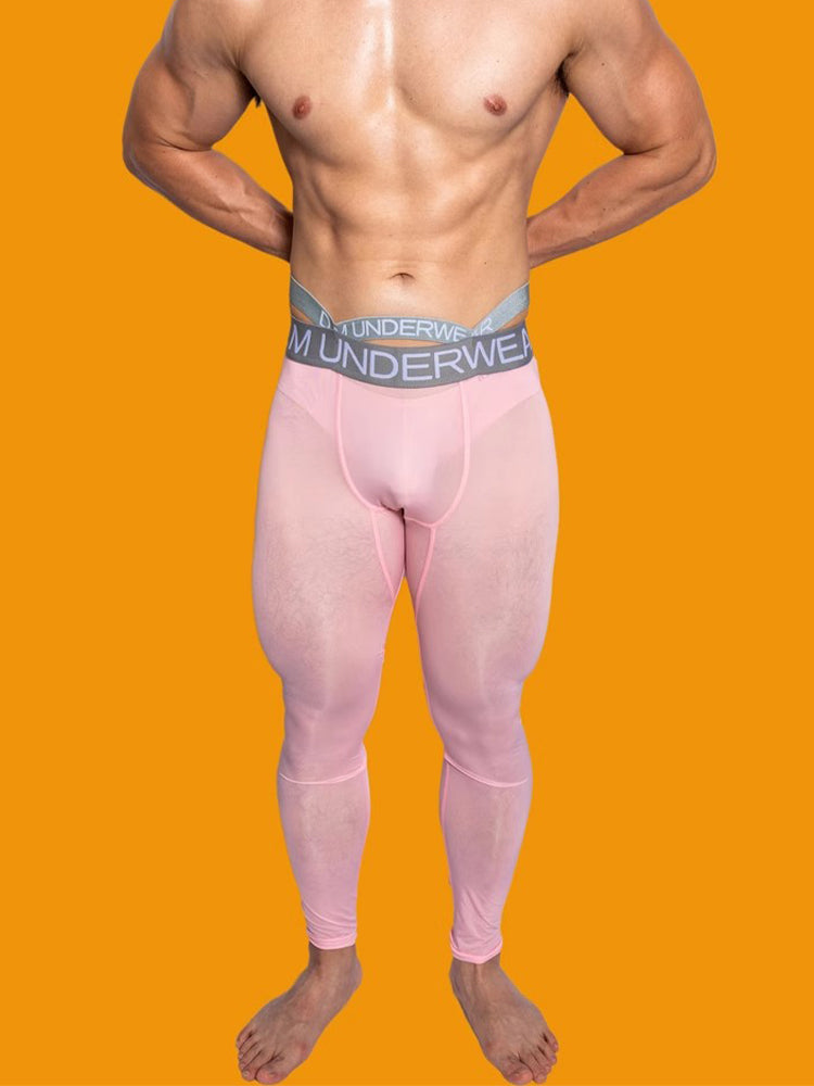 Men's Low-Rise Breathable Silk-Like Semi-Transparent Tights | dmunderwear detail image 16
