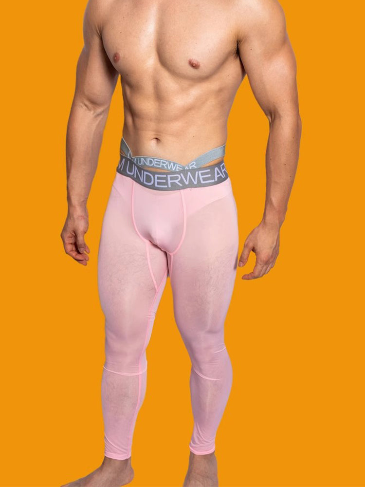 Men's Low-Rise Breathable Silk-Like Semi-Transparent Tights | dmunderwear detail image 17