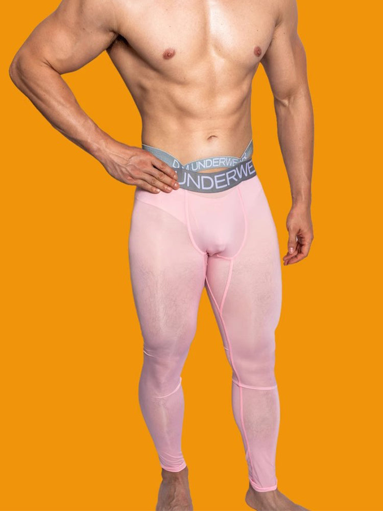 Men's Low-Rise Breathable Silk-Like Semi-Transparent Tights | dmunderwear detail image 19