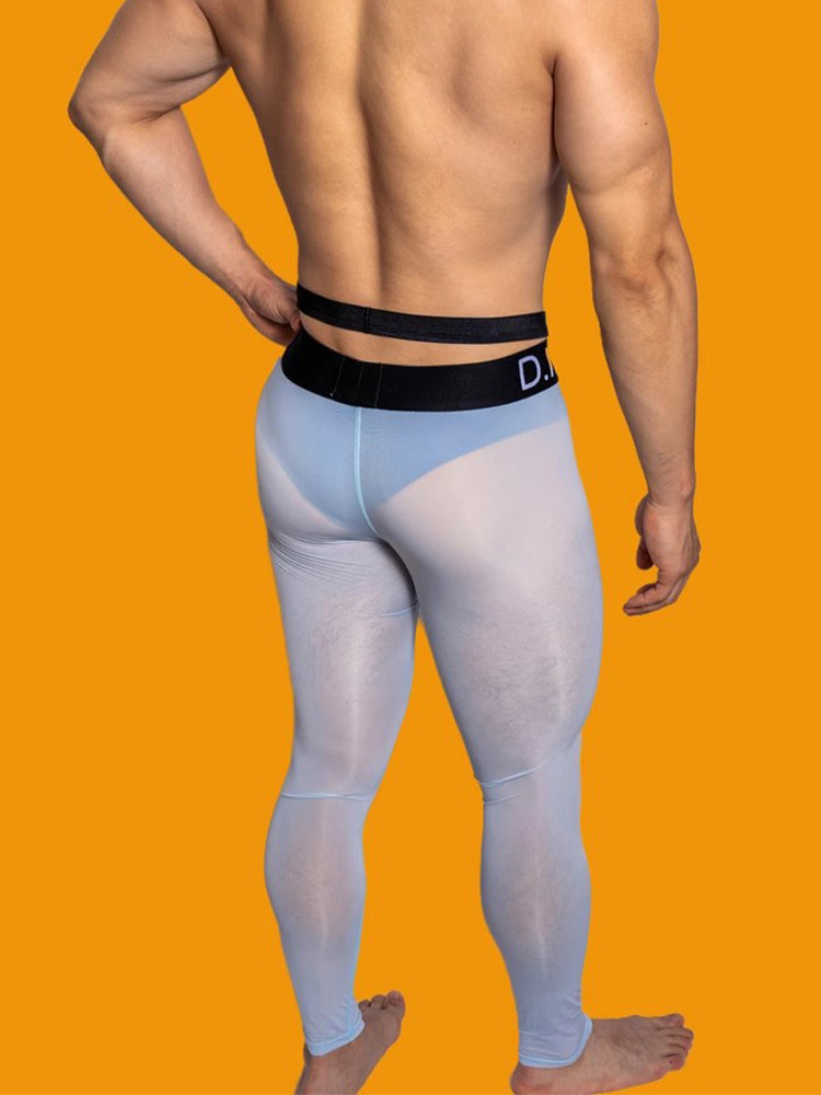 Men's Low-Rise Breathable Silk-Like Semi-Transparent Tights | dmunderwear detail image 3