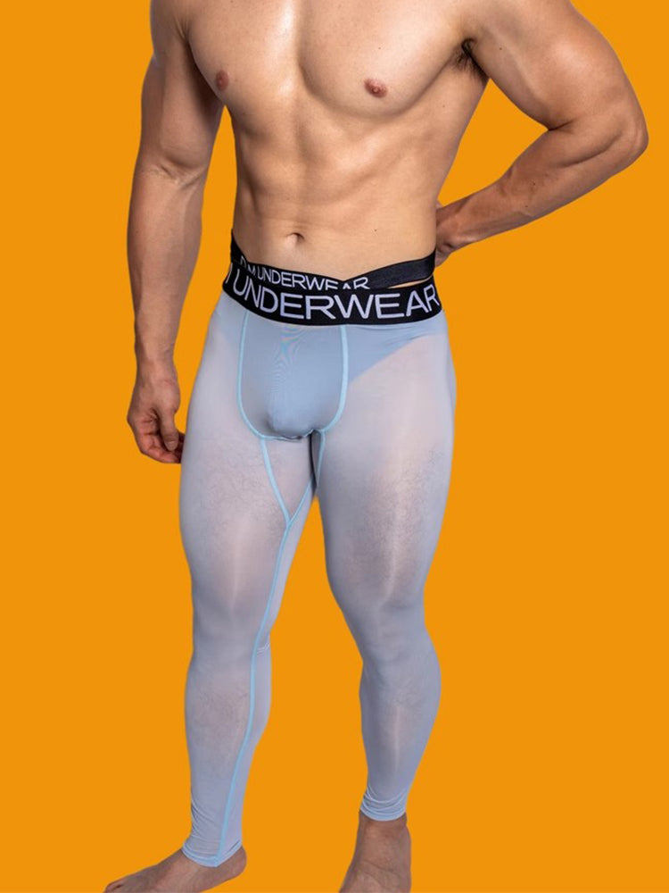 Men's Low-Rise Breathable Silk-Like Semi-Transparent Tights | dmunderwear detail image 4