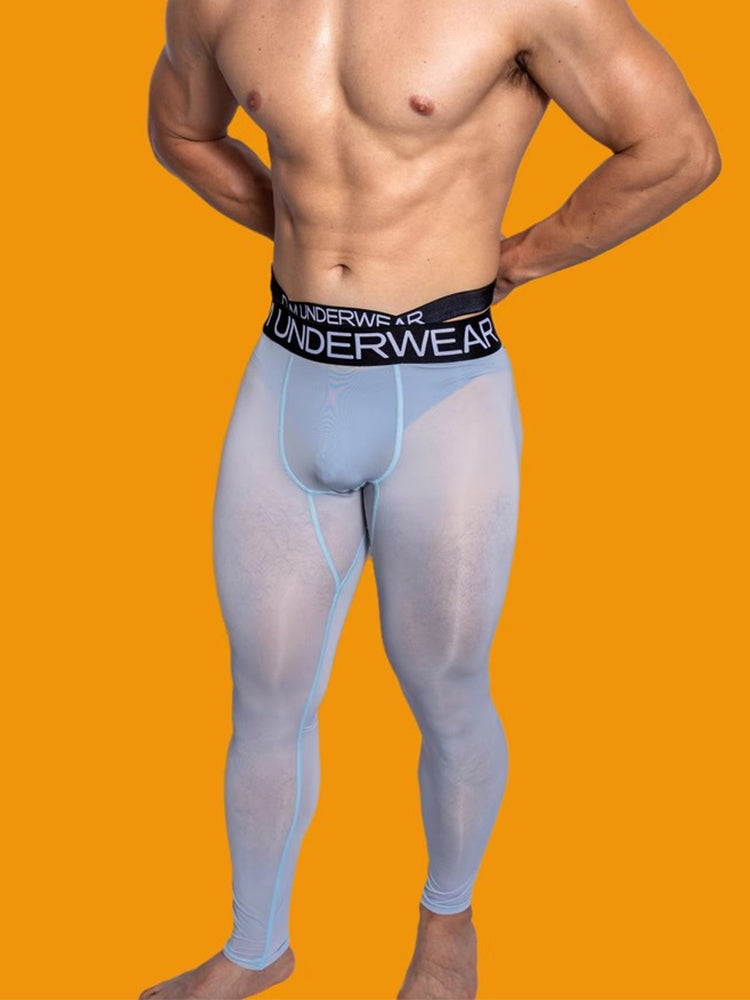 Men's Low-Rise Breathable Silk-Like Semi-Transparent Tights | dmunderwear detail image 5