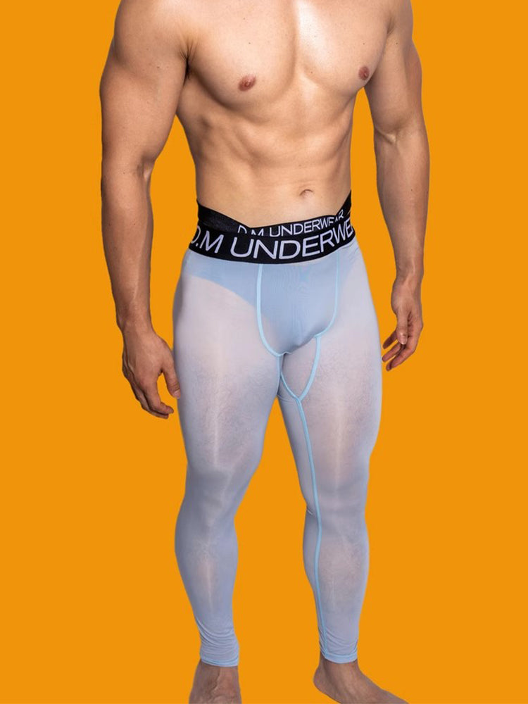 Men's Low-Rise Breathable Silk-Like Semi-Transparent Tights | dmunderwear detail image 6