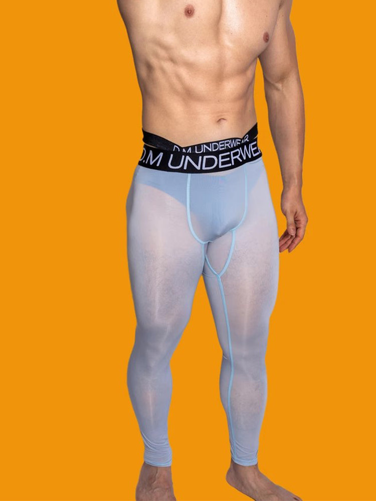 Men's Low-Rise Breathable Silk-Like Semi-Transparent Tights | dmunderwear detail image 7