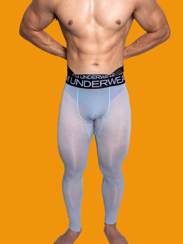 Men's Low-Rise Breathable Silk-Like Semi-Transparent Tights | dmunderwear detail image 9