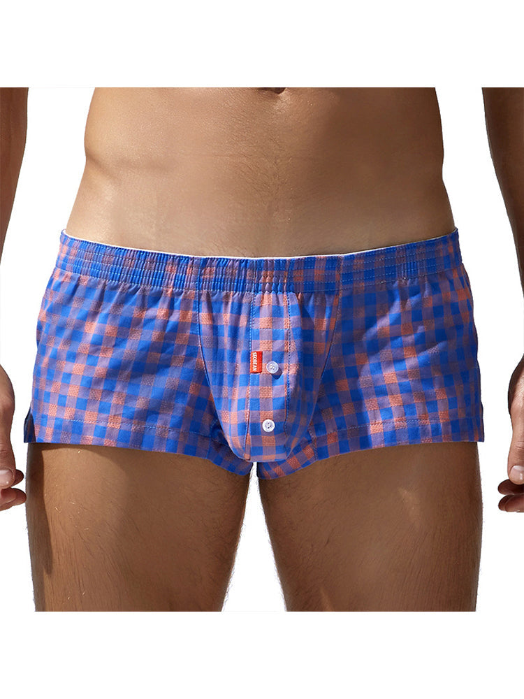 Men's Low-Rise Plaid Sexy Pouch Boxers | dmunderwear