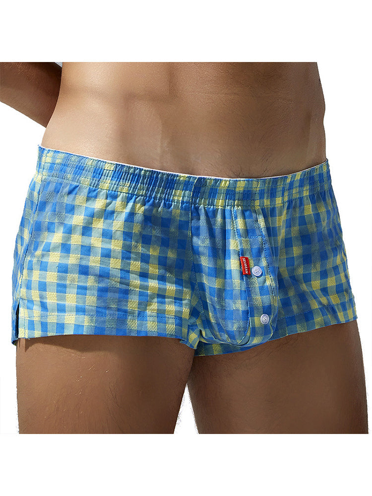 Men's Low-Rise Plaid Sexy Pouch Boxers | dmunderwear detail image 10