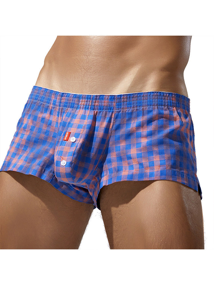 Men's Low-Rise Plaid Sexy Pouch Boxers | dmunderwear detail image 3
