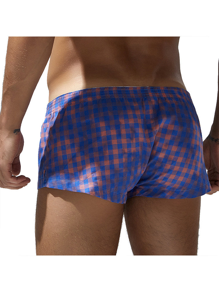 Men's Low-Rise Plaid Sexy Pouch Boxers | dmunderwear detail image 4