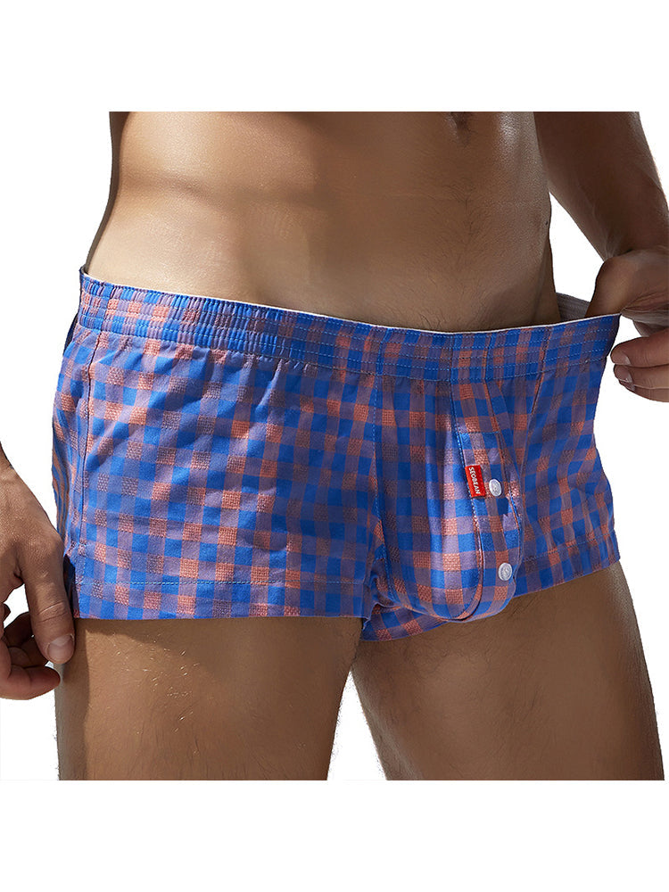 Men's Low-Rise Plaid Sexy Pouch Boxers | dmunderwear detail image 5