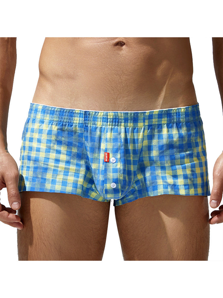 Men's Low-Rise Plaid Sexy Pouch Boxers | dmunderwear detail image 6