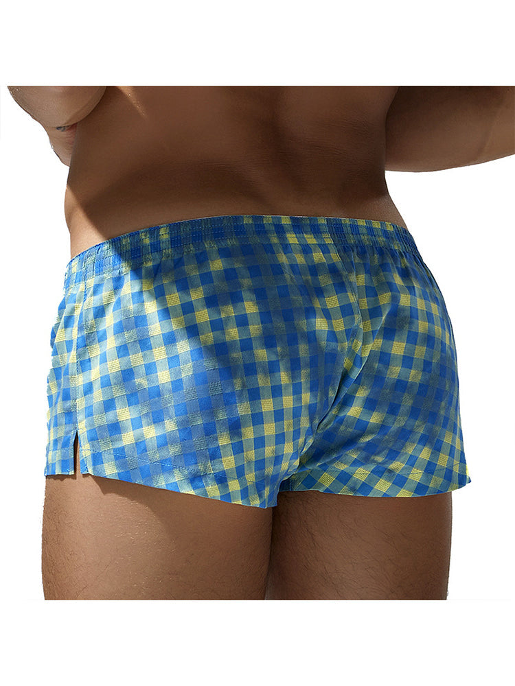 Men's Low-Rise Plaid Sexy Pouch Boxers | dmunderwear detail image 9