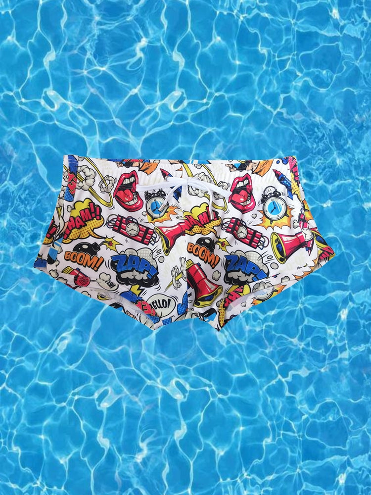 Men's Low-Rise Printed Quick-Dry Sport & Vacation Seamless Comfort Swim Shorts | dmunderwear
