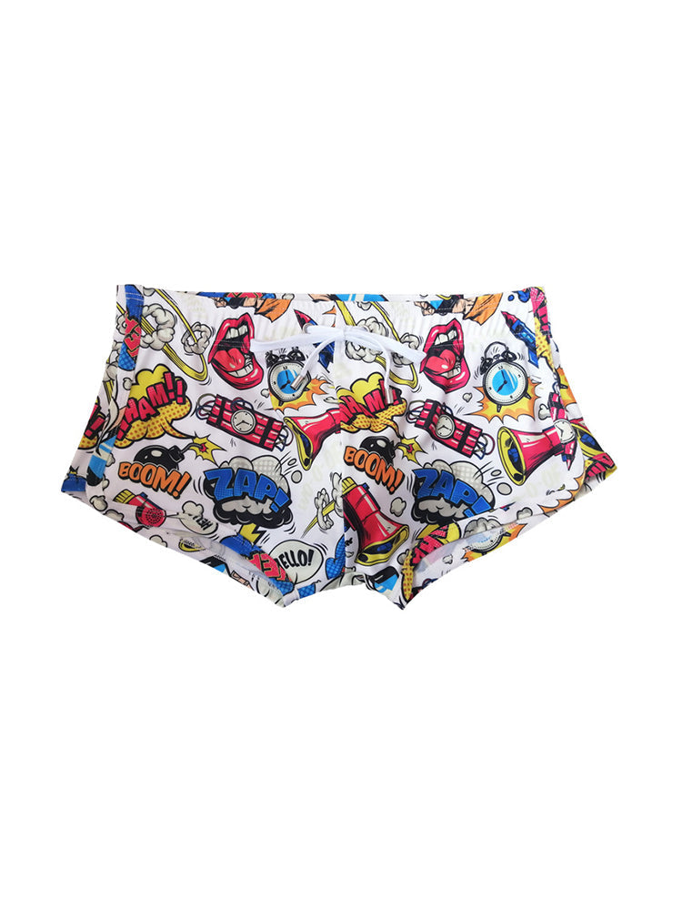 Men's Low-Rise Printed Quick-Dry Sport & Vacation Seamless Comfort Swim Shorts | dmunderwear detail image 2
