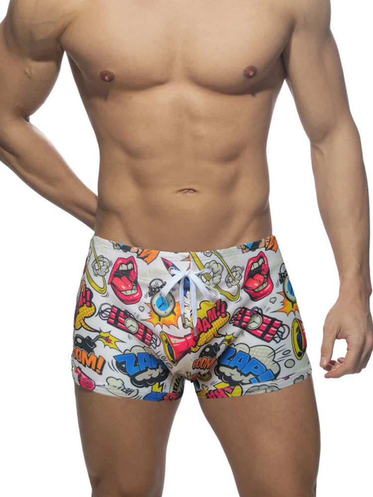 Men's Low-Rise Printed Quick-Dry Sport & Vacation Seamless Comfort Swim Shorts | dmunderwear detail image 3
