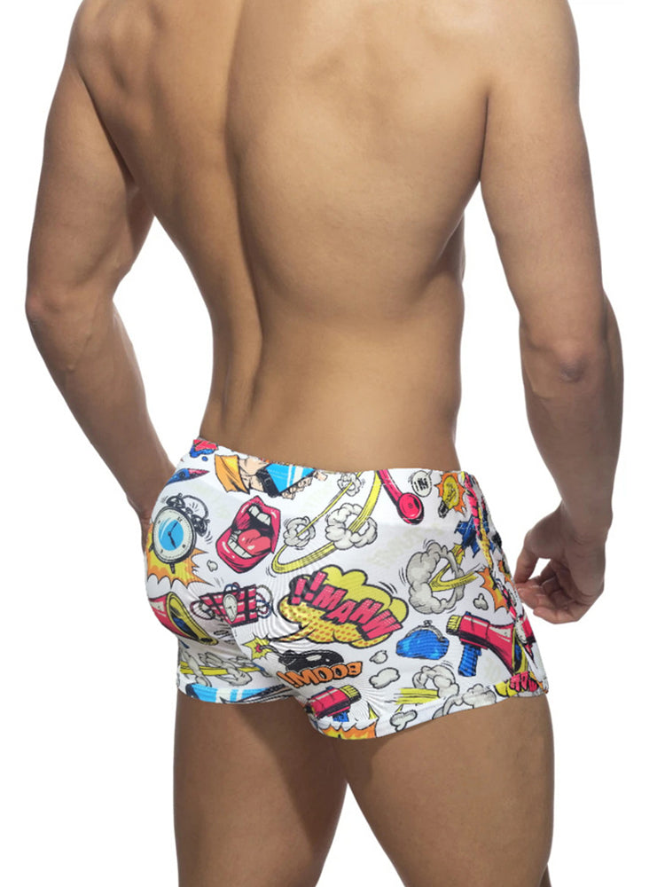 Men's Low-Rise Printed Quick-Dry Sport & Vacation Seamless Comfort Swim Shorts | dmunderwear detail image 4